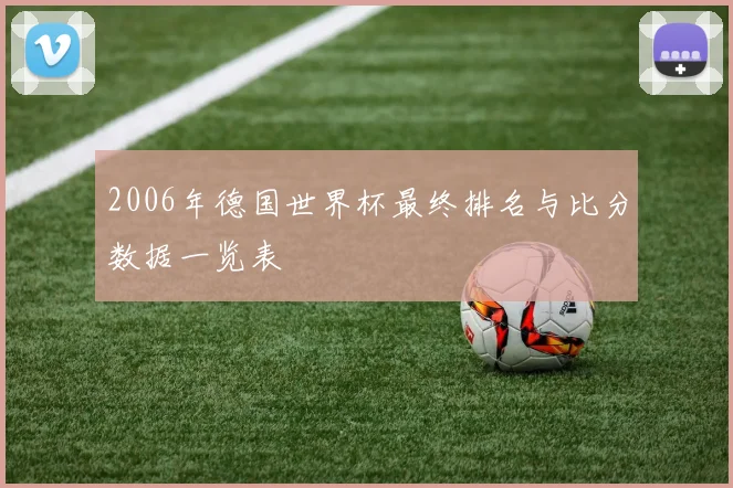 2006年德国世界杯最终排名与比分数据一览表